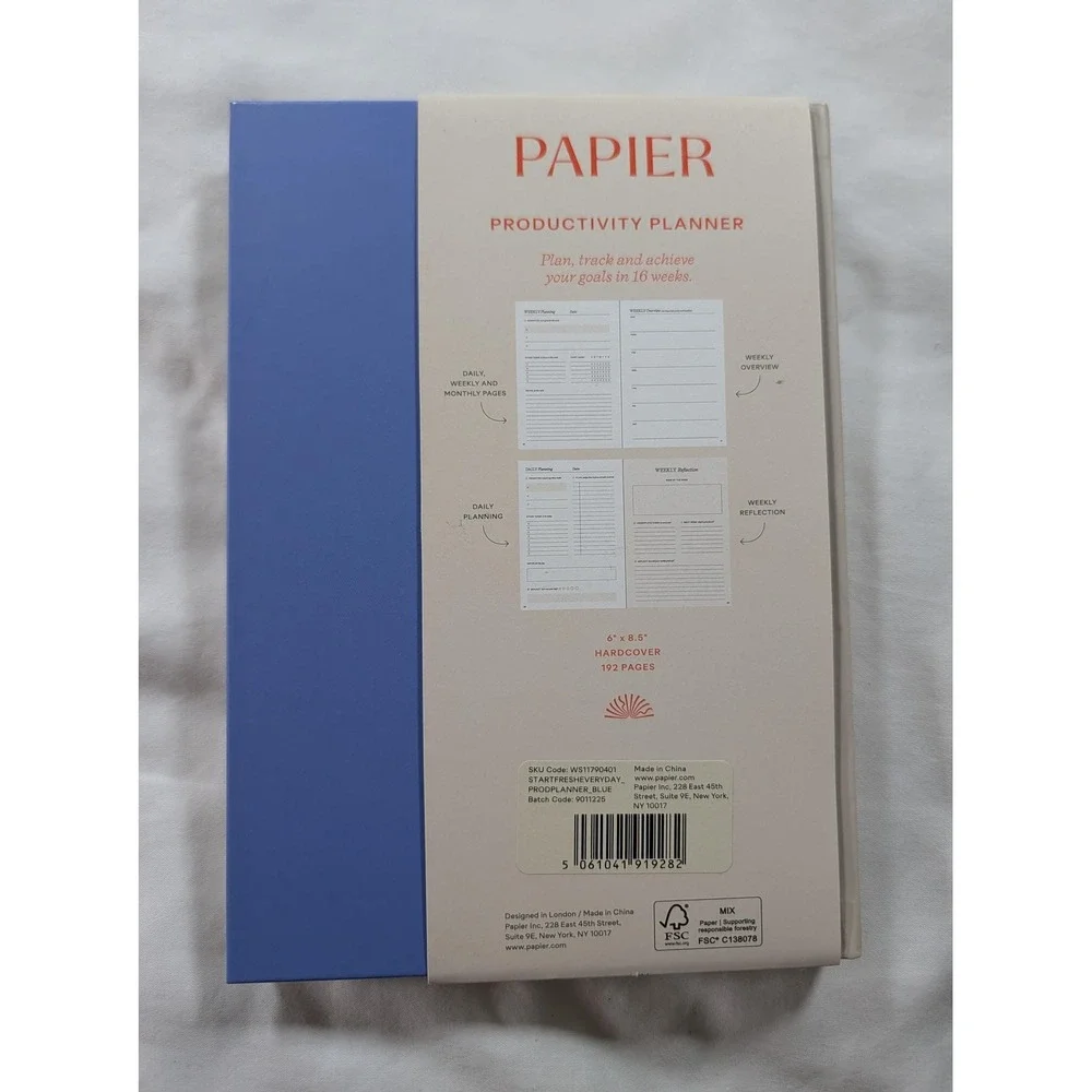 NEW Papier "Start Fresh Every Day" Productivity Planner - Hardcover